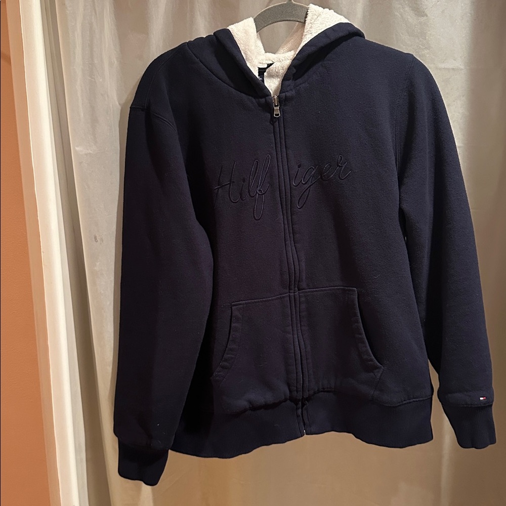 Tommy Hilfiger Blue Faux Fur Lined Hoodie Size XXL